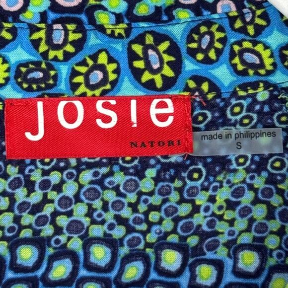 Josie Natori Button Down Short Sleeve Shirtdress Blue Green Size Small - Picture 3 of 9